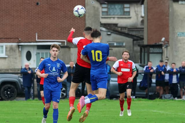 Chad Molloy, Fairview Rangers and Scott Kirwan, Geraldines in action during their LDL game in Garryowen on Sunday morning