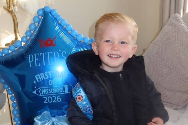 The late Peter Mulcaire, 2, pictured as he prepared to start his first day of preschool during the week