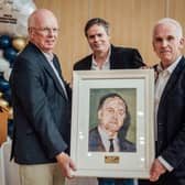Michael O’Dwyer, with Mary Immaculate College president Prof Dermot Nestor and artist Declan Chambers | PICTURE: Brian Arthur
