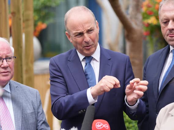 Micheál Martin speaks to journalists during the Fianna Fail think-in in Tullamore