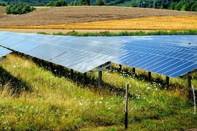 Retention planning permission is being sought for a solar farm in Castlemahon. This image is of a different solar farm development, located in Britain.