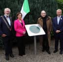 Education Minister Hildegarde Naughton, Mayor of Clare Joe Killeen, Donogh O'Malley's son Daragh and Tim Crowe, chairman of Sixmilebridge Historical Society | PICTURE: Dave Gaynor
