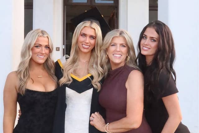 Miss Universe Ireland Aideen Howard, pictured on her graduation day with sisters Aislinn, and Maureen, plus their mother Deirdre