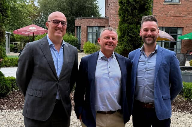 Rui Rocheta, Gi Group Holding's chief regional officer, western Europe and Latin America, Harmonics managing director and founder John Fitzgerald and Matt Fitzpatrick, country manager, Gi Group Ireland