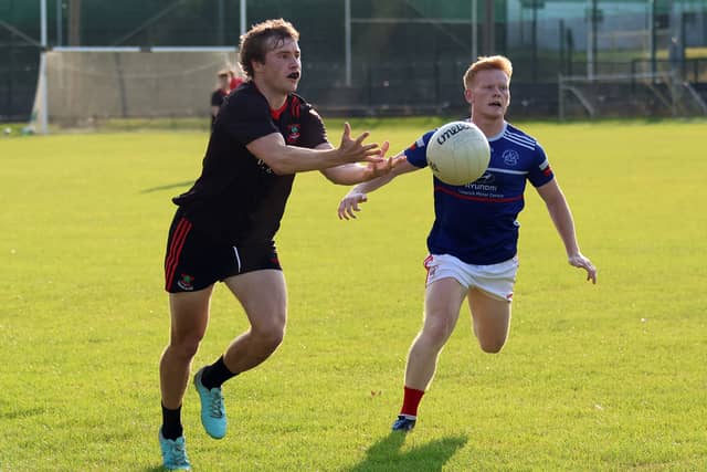 Hugh Bourke in action for Adare earlier in the 2026 Limerick Senior Football Championship