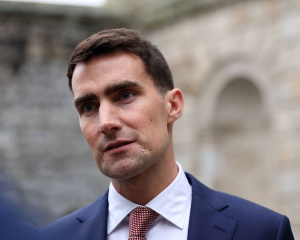 Public Expenditure Minister Jack Chambers speaks to the media outside Leinster House, Dublin, following the announcement of Budget 2027