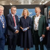 Príomh Chomhairleoir Tom Ruddle, Minister Patrick O’Donovan, Orlaith McBride, director of the National Archives, Mayor of Limerick John Moran and Sarah Hayes-Hickey, archivist LCCC
