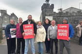 Workers picketing outside of St. Ita's, Newcastle West