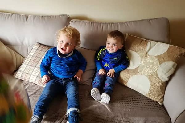 Noah Quish with Jayden English after the two boys had recovered from heart surgery