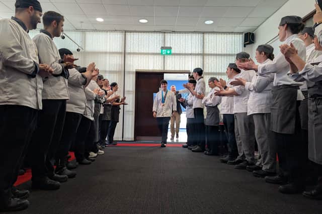 Charlie received a guard of honour when he arrived back at the TUS campus