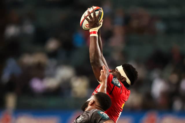 Edwin Edogbo wins the line out during the United Rugby Championship match between Hollywoodbets Sharks and Munster at Hollywoodbets Kings Park Stadium last season