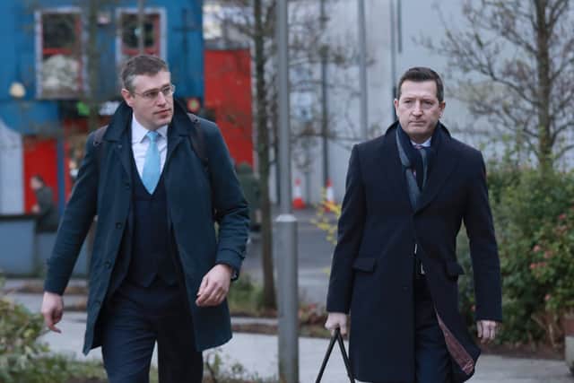 Nicholas de la Poer KC (left) said a 22-minute compilation of media reporting at the time of the bombing was to assist in understanding the initial reaction to the attack (Liam McBurney/PA)