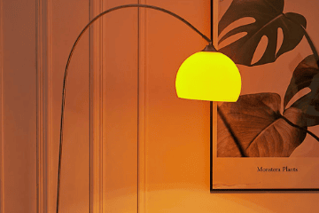 Rotatable Arc Floor Lamp with Marble Base