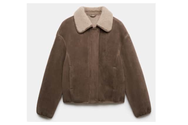 Faux Shearling Zip Up Bomber Jacket