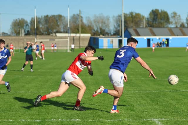 Monaleen's Mark Torpey chases Fr Caseys full back Sean Kilbridge during their Limerick SFC semi-final
