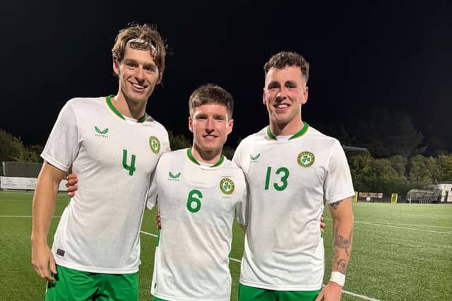 Jason Cross, Conor Coughlan and Jake Dillon who represented Ireland in their game with Northern Ireland during the week