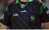 A TG4 sound microphone on referee John O'Halloran before the Kerry County Senior Hurling Championship final in 2022