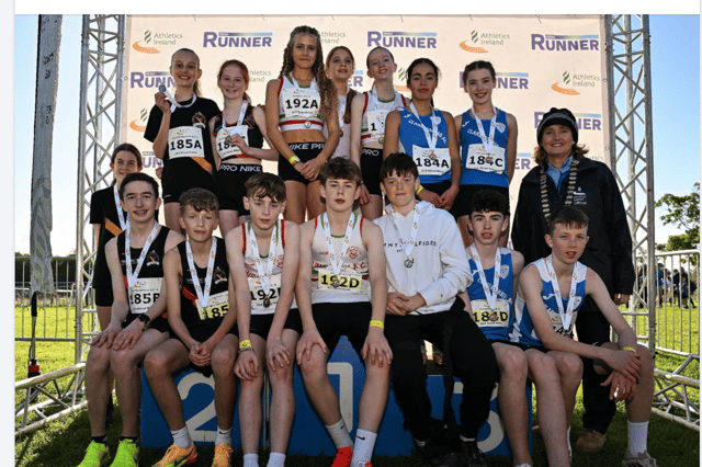 Limerick AC U14 Mixed Relay team after winning gold in the Autumn Open Cross Country in Abbotstown