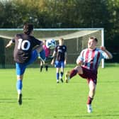 Corbally C's Tom Zabetaicts and Caherdavin Celtic's B player Shane O'Halloran looking to win the ball during their LDL Division 2B game at the weekend