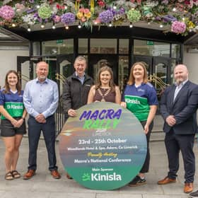 Louise Crowley, Ashley Primrose, James Tangney, Pat Murphy, Josephine O'Neill, Elaine Houlihan, James O'Connell, Ciaran Sexton at the launch of the Macra Rally in Adare  