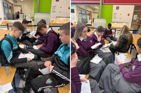 Limerick students reading letters from their past selves