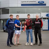 Paul Neenan, selector and Shane Scully Dromin Athlacca, Joint Captain pictured with Paddy O'Leary, Manager and Paul O'Riordan, Bruff Captain at the Lyons of Limerick Limerick Intermediate Hurling Final Launch