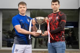 Shane Scully Dromin Athlacca, Joint Captain and Paul O'Riordan, Bruff Captain pictured at the Lyons of Limerick Limerick Intermediate Hurling Final Launch