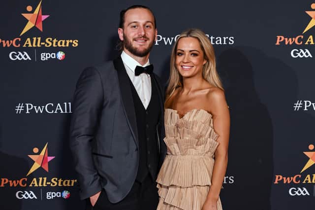 Limerick hurler Tom Morrissey and Elaine Dolan at the 2024 PwC GAA/GPA All-Star Awards