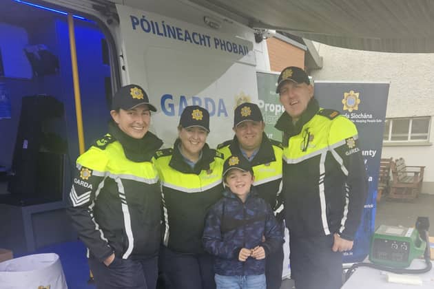 Gardai at their stand in Kilmallock Mart last October and all ages are welcome to say hello!
