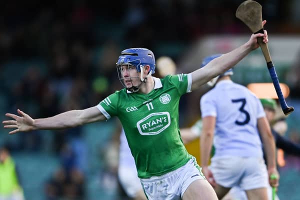 Shane O'Brien of Kilmallock celebrates after scoring his side's first goal 