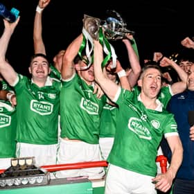 Kilmallock captain Graeme Mulcahy and teammates celebrate with the John Daly Cup