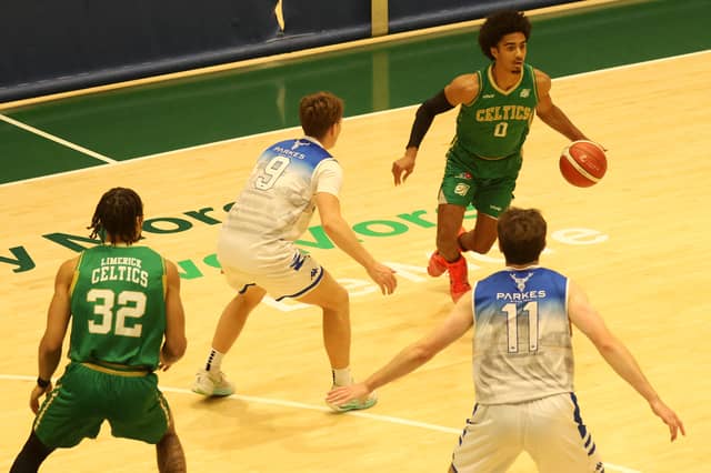Sebastian Cole, Limerick Celtics, in possession of the ball against Limerick Eagles in the Men Super League