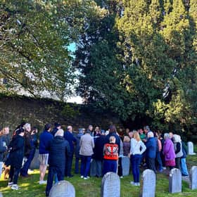 Members of Limerick’s Quaker community and others at the Quaker Burial Ground, Ballinacurra
