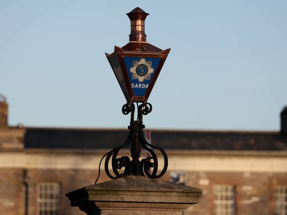 A garda sign outside a station