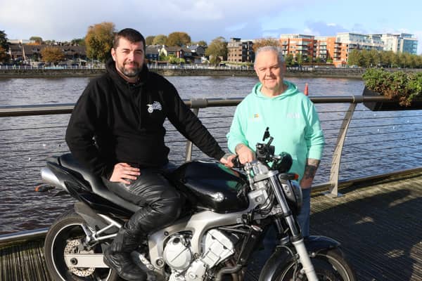 Eddie Walsh, Daly Spins Motorcycle Group with Matt Collins, Limerick Treaty Suicide Prevention | PICTURE: Adrian Butler