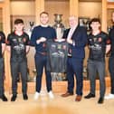 Ian O'Brien, Eoin Hennessy, Brendan O'Connor (Sponsor), Tom Prendergast (Principal), Rian Horgan (Harty Cup Captain), Niall Moran.