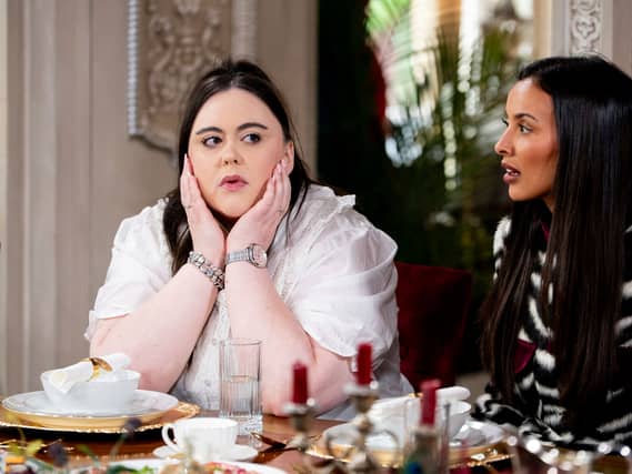 Sharon Rooney and Maya Jama sit at a table
