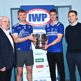 Captains Tony McCarthy (Kildimo-Pallaskenry) and Diarmuid Buckley (Fr Caseys) along with representatives from sponsor Irish Wire Products at the launch of the SFC final