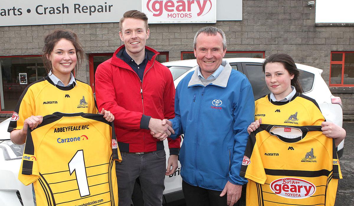 Carzone and Brian Geary show their backing for Abbeyfeale RFC