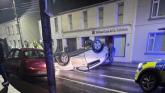 Car overturns during multiple-vehicle collision in middle of Limerick town