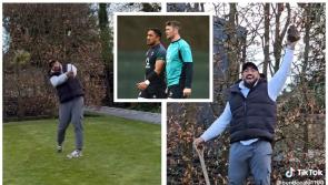 WATCH: Peter O'Mahony's pristine lawn gets the Bundee Aki treatment at Six Nations party