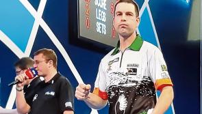WATCH:  Limerick's William O'Connor overcomes water spilling incident to claim thrilling win at Grand Slam of Darts