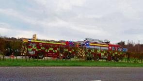 Emergency services at the scene of car crash in Limerick city