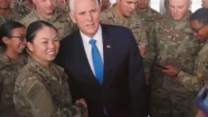 WATCH: US Vice President Mike Pence meets with troops during Shannon stopover