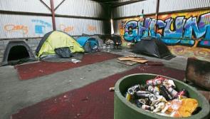 Abandoned building in Limerick houses homeless in tents