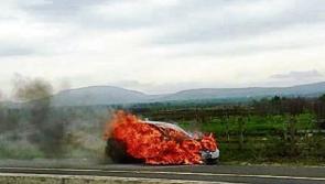 Emergency services deployed to car fire on Limerick motorway
