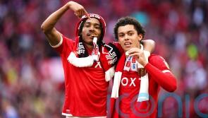 Nottingham Forest players celebrate the club’s return to the Premier League