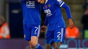 James Justin scores before being carried off in Leicester’s cup win over Newport