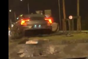 Car lands right in the middle of busy Limerick roundabout