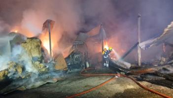 PICTURES: ‘Absolute inferno’ as hay barn is engulfed in flames after tractor catches fire